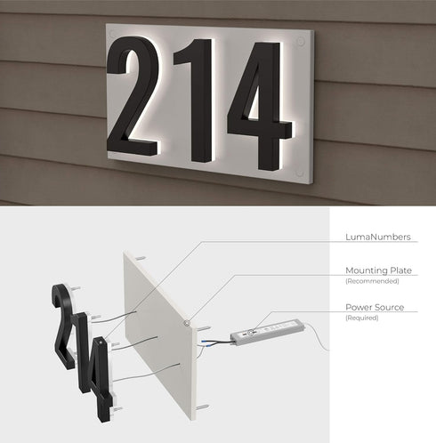 5 Inch House Numbers, ABS-Polymer, Premium Quality, Backlit LED 5000K Illuminated Home Address Number, Lighted House Numbers, Modern Address Numbe...