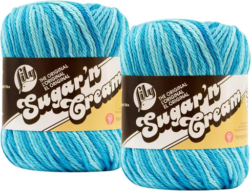 Lily Sugar 'N Cream Yarn Medium Gauge 100% Cotton 2.5 oz Natural Stripe Set of 22......