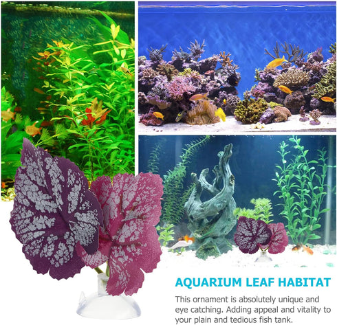 POPETPOP Betta Leaf 2pcs Beta Fish Leaf Bed Aquarium Purple Plant Leaf Hammock Suction Cup Fish Tank Betta Fish Leaf Lounger Landscape Decoration ...