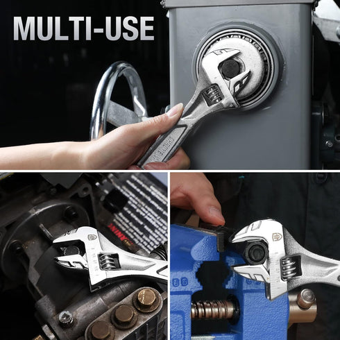 WORKPRO Adjustable Wrench, 8-inch Heavy Duty Spanner with Inch/Metric Scale, Premium Cr-V Steel, Chrome Plated...