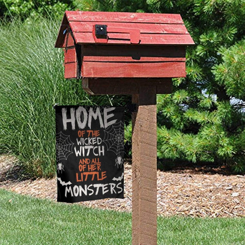 Halloween Spider Web Home Of The Witch And All Of Her Little Monsters Burlap Garden Porch Lawn Flag Farmhouse Decorations Mailbox Decor Welcome 12...