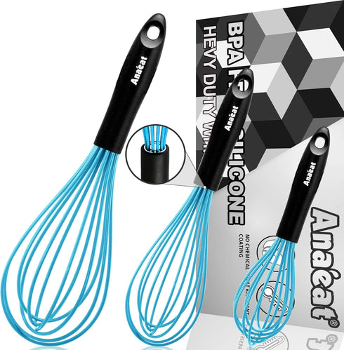 Anaeat Silicone Balloon Whisk, Perfect for Non-Stick Cookware, Milk and Egg Beater Blender, Heat Resistant Kitchen Whisks for Whisking, Cooking, B...