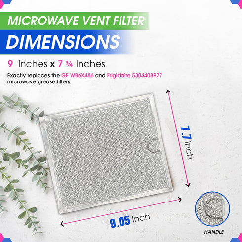 Microwave Filter Replacement 9" x 7.72" Fits WB6X486 GE Microwave Filter and Frigidaire 5304408977 - Aluminum Mesh Screen Grease Filter - Filters ...