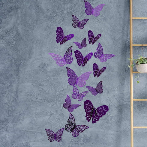 72 Pieces 3D Butterfly Wall Decals Sticker Wall Decal Decor Art Decorative Sticker 3 Sizes for Room Home Nursery Classroom Offices Kids Girl Boy B...