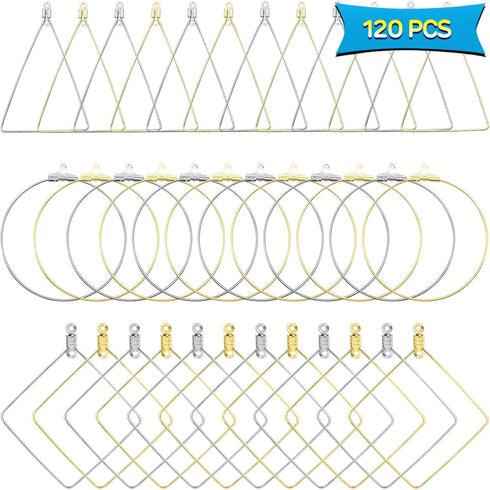 Huwujiu 120pcs Earrings - Round, Square, Triangle - Gold, White - Earring Findings...