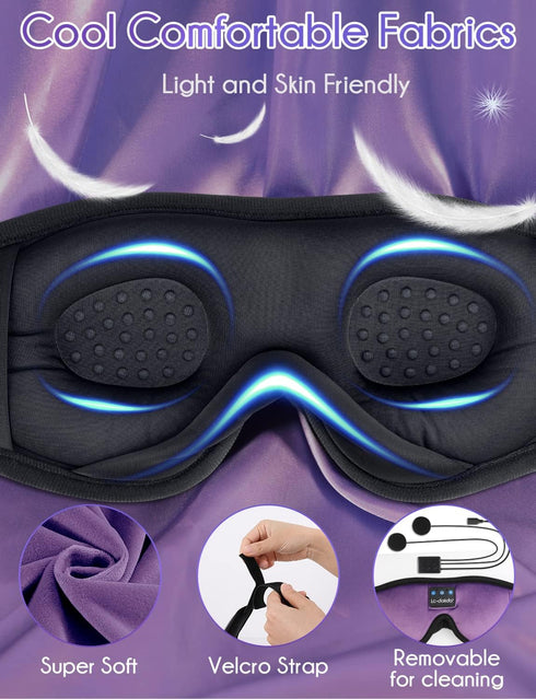 Sleep Mask with Bluetooth Headphones,LC-dolida 3D Music Bluetooth Sleeping Eye Mask Wireless Sleep Headphones for Side Sleepers,Nap,Air Travel,Med...