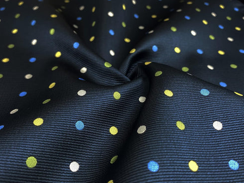 S&W SHLAX&WING Ties for Men Dark Blue with Yellow White Green Matching Pocket Square Only...