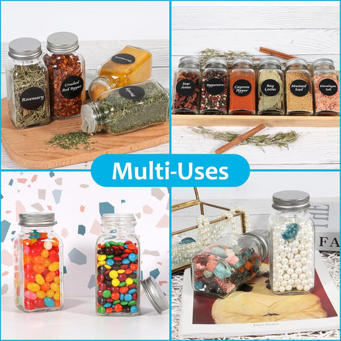 AuroTrends Spice Jars with Labels 6oz 16Pack, Glass Spice Jars with Shaker Lids Complete Set-6oz Seasoning Containers with 180 Waterproof Spice La...