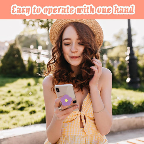 Purple Daisy Silicone Mobile Phone Grip Stand, Cute 2D Flower Cell Phone Holder, Collapsible Expandable Cell Phone Accessory for Smartphone Tablet...
