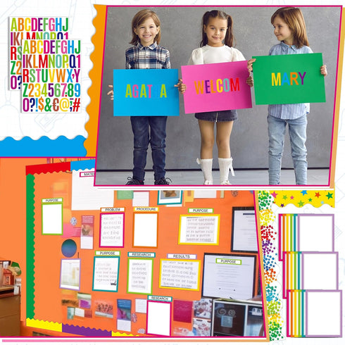 92 Pcs Science Fair Board Supplies 60 Trim Scalloped Bulletin Borders 18 Presentation Subtitles 6 Project Titles 8 Letter Sticker for Classroom Di...