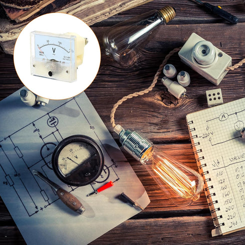 YOKIVE Analog Panel Voltmeter, Screw Mounted Electric Volt Meter AC150V, Great for Circuit Testing Measurement Equipment (White, Clear, Beige, Rec...