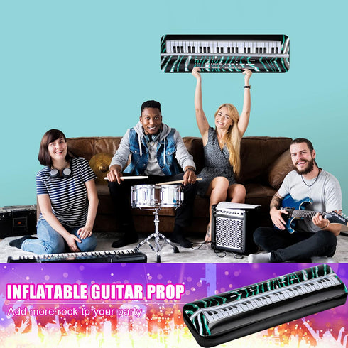2 Pcs Inflatable Keyboard Piano Rock Star Toys Inflatable Party Props Electric Blow up Keyboard Piano Rock and Roll Party Decorations for Kids 80s...
