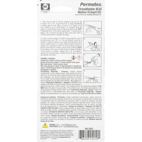 Permatex 24010 Medium Strength Threadlocker Blue Gel, 10 g Gel Twist Applicator...