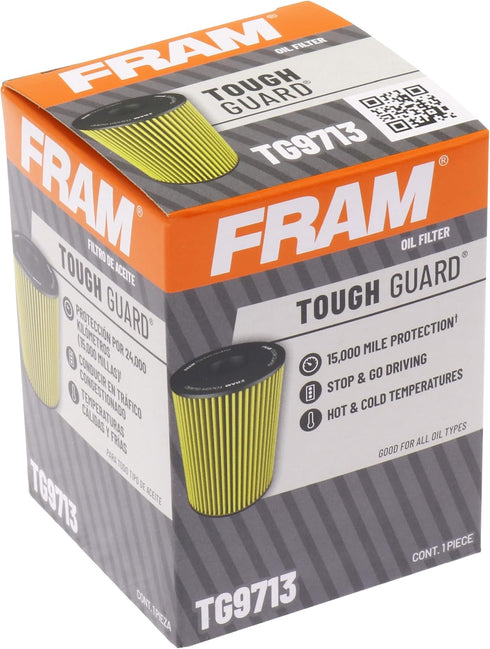 FRAM Tough Guard Replacement Oil Filter TG9713 with SureGrip, Designed for Interval Full-Flow Conventional and Synthetic Oil Changes Lasting Up to...