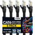 Cmple - 5 Pack Cat6 Ethernet Cable 1.5 ft, High Speed Cat6 Internet Network Cord, Ethernet Patch Cables, Computer LAN Wire with Snagless RJ45 Conn...