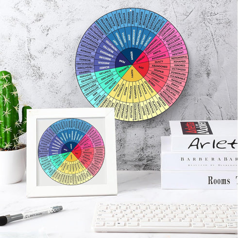 3 Pack Feelings Wheel Aluminum Emotion Wheel Metal Feelings Wheel Poster Emotions Charts Calming Corner Poster Therapist Office Decor for Office S...
