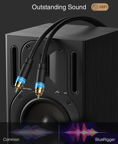BlueRigger RCA Audio Subwoofer Cable (10FT, Dual Shielded with Gold Plated RCA to RCA Connectors) – for Subwoofer, Amplifier, Home Theater...