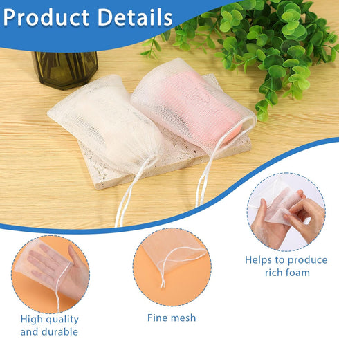 20 PCS Exfoliating Mesh Soap Saver Pouch Bag Mesh Soap Bag Soap Handmade Soap Bubble Mesh Net Bags with Drawstring Mesh Foaming Net Soap Sack Bags...