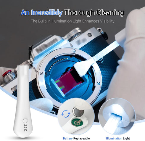 Upgraded Camera Sensor Cleanning Kit Cleaner Set with Bright Built in Light Cleaning Handle & 10PCS 16MM APS-C Sensor Cleaning Swabs & Sensor Clea...