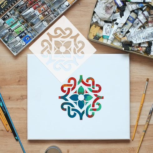 25 Pack Tile Stencils, Reusable Flower Pattern Painting Stencils for Painting on Wall Wood Floor Furniture...