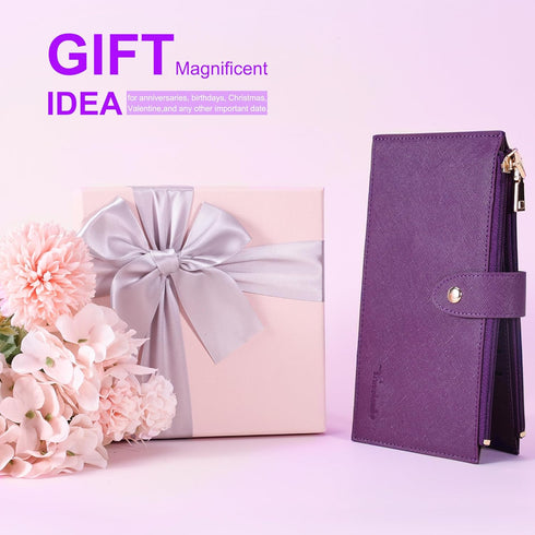 Travelambo RFID Wallet Women Large Size Bifold Multi Card Wallet Case with Zipper Pocke Credit Card Holder for Women...