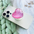 Expandiing Moblile Cell Phone Grip Heart Shape Glass Holder for Smartphones, Cellphone Collapsible Stand? Pink Red...