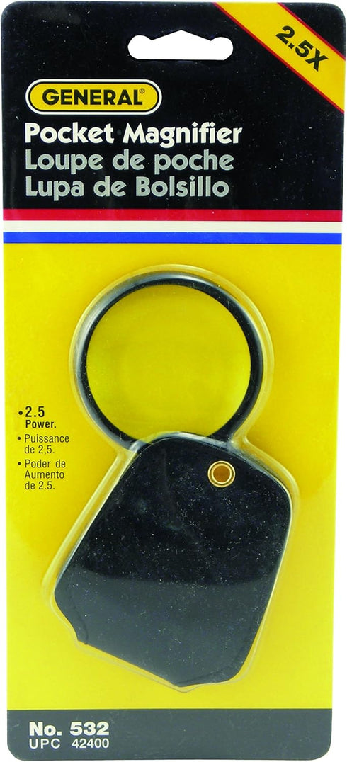 General Tools 532 2.5X Power Pocket Magnifier with Simulated Leather Case, Black...