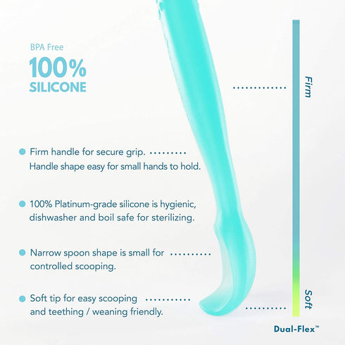 ChooMee Silicone Baby Spoons | 4 Months +, First Stage Baby Led Weaning and Self Feeding | Soft Spoon with Firm Handle | Designed in USA, BPA Free...