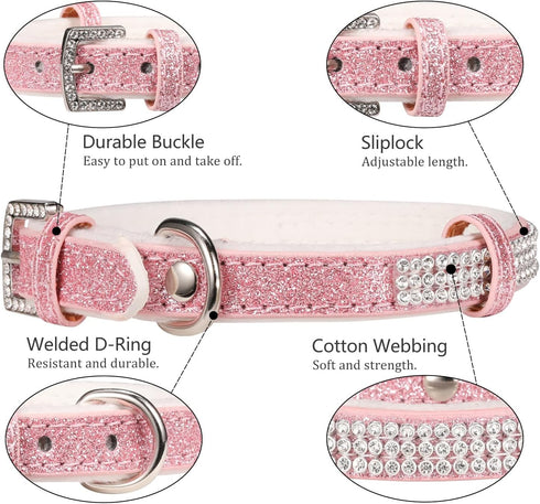 Dog Collar,Cat Collar,Sparkling Rhinestones Dog Collars Adjustable Pet Collars for Puppy Kitten Small Medium Dogs&Cats (XS, Pink)...