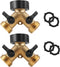 IPOW Solid Brass Body Backyard 2 Way Y Valve Garden Hose Connector Splitter Adapter + Extra 4 Rubber Hose Washers with Comfort Grip, 2 Pack...