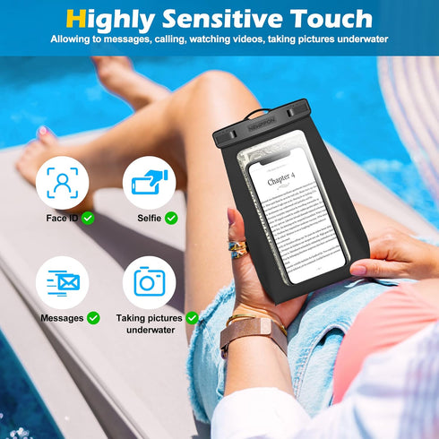 newppon Floating Waterproof Phone Pouch : 2 Pack Universal floatable Water Proof Dry Bag Case - Float Clear Cell Holder with Lanyard for iPhone 15...