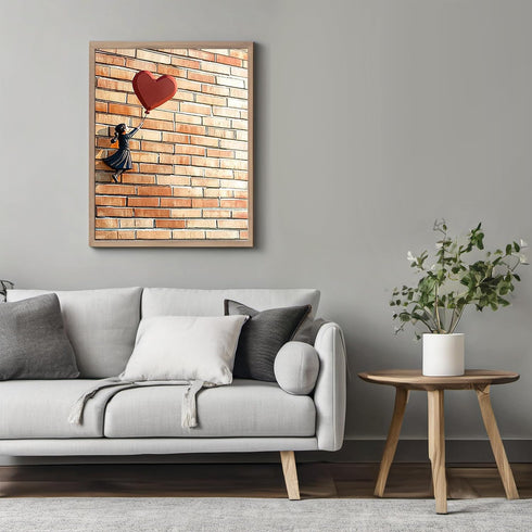 Posterizer 1 pcs-girl with heart balloon-cute girly abstract poster -4-Romantic Art Gift for Daughter, Son, Kids Decor for nursery toddlers kids r...