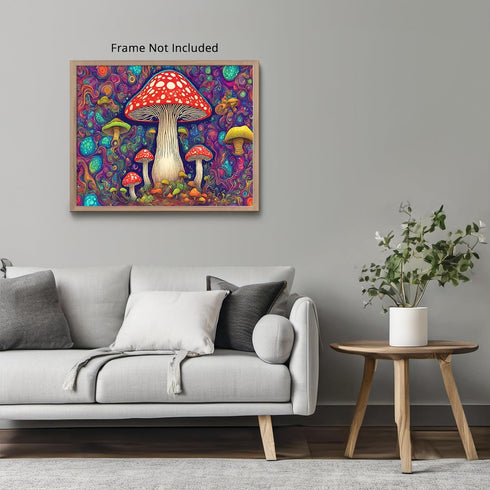 Posterizer 1 pcs- psychedelic funky hippie colorful rainbow mushrooms 6-Fantasy & Fiction Art-Retro Art- Living Room Bedroom Decor- unframed wall ...