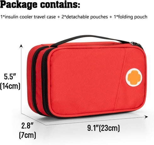 CURMIO Insulated Insulin Cooler Travel Case, Double Layer Diabetic Supplies Storage Bag with Detachable Pouches for Insulin Pens, Diabetic Medicat...