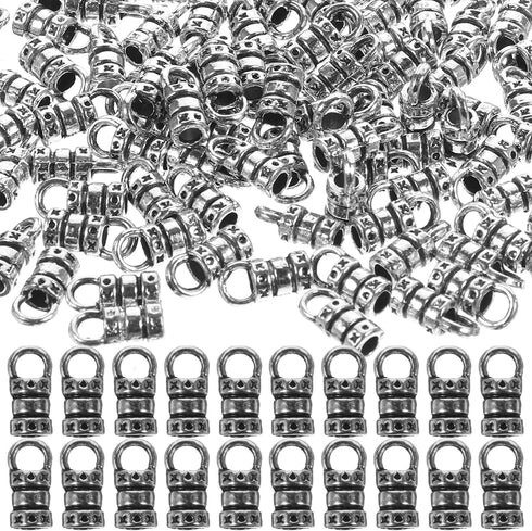 HEALLILY 100pcs Metal Ends Cord Caps Fasteners Clasp Leather Cord Finding Kit for Jewelry Tassel Bracelet Making 2mm Holes...