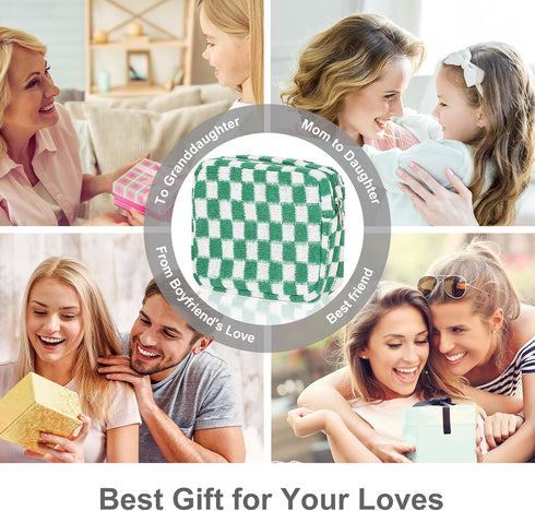 Sanitary Napkin Storage Bag, Menstrual Pad Zipper Bag Checkered Portable Period Bag Panty Liners, Tampon Storage Pouch for Teen Girls Women Ladies...