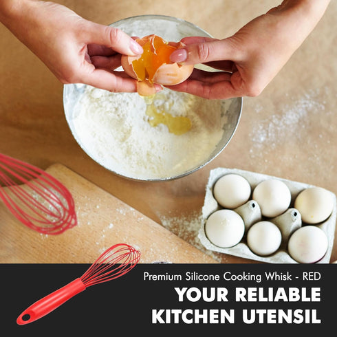Chef Craft Premium Silicone Wire Cooking Whisk, 10.5 Inch, Red...