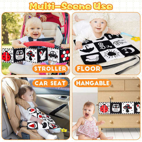 Black and White High Contrast Baby Toys 0-6 Months Montessori Tummy Time Toys Sensory Crinkle Toys for Baby Newborn Infant 0-3 3-6 Months Soft Clo...