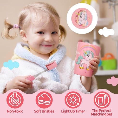Lily's Home Kids Flashing Timer Toothbrush Kids with Soft Bristles, Rising Cup & Cover - Fun 2-Min Light-Up Brushing for Children - Toddler Toothb...