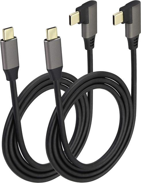 90 Degree Type C 3.1 Extension Cable 4K@60Hz Right&Left Angle Type C 3.1 USB Male to Male Connector Cable Supports Charging,Data,Audio,Video Cable...