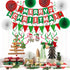 Fecedy Merry Christmas Hanging Paper Banner Triangle Bunting Paper Flower Fan Swirl Streamers&Christmas Tree Santa Claus Banner for Merry Christma...