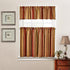 Waverly Traditions Stripe Ensemble Rod Pocket Cafe Tier and Valance Set for Windows in Kitchen or Bathroom, Double Panel, 52" x 36", Crimson...