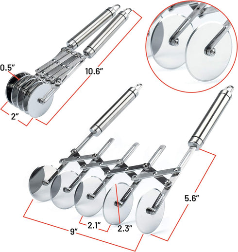 Oleex ‘All-Dough’ Pastry Cutter Set. 5 Wheel Dough Cutter and Dual Fluted Ravioli Cutter Wheel/Pizza Cutter Wheel! Versatile Brownie Cutter, Pasta...