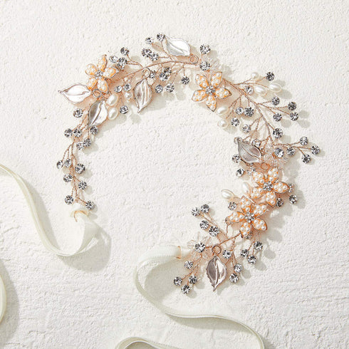 SWEETV Flower Girl Headband for Wedding, Baby's Breath Hair Piece, Rose Gold Headpiece for Birthday Party, Photography...