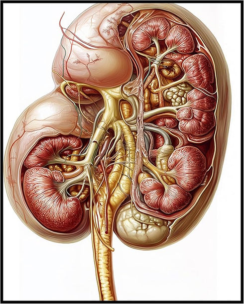 Posterizer 1 pcs-anatomical illustration of the human kidney 3-Teachers & Classrooms-Abstract & Modern Art-School and classroom art- unframed wall...