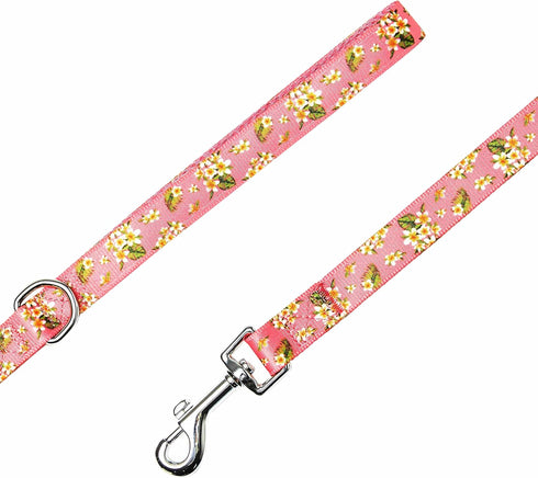 Blueberry Pet Summer Sparkle Dog Leash, Large Size, 4 ft x 1", Tropical Flower Baby Pink, Hibiscus Floral Print Pet Leash...