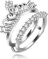 Uloveido Women's Platinum Plated Cubic Zironica Princess Crown Wedding Engagement Rings Guard Wraps and Enhancers Y480...
