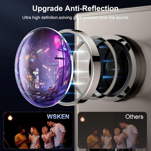 WSKEN for Samsung Galaxy S24 Ultra Camera Lens Protector, Ultra Thin Scratch Resistant 9H Tempered Glass with Aluminum Metal Circle Camera Screen ...