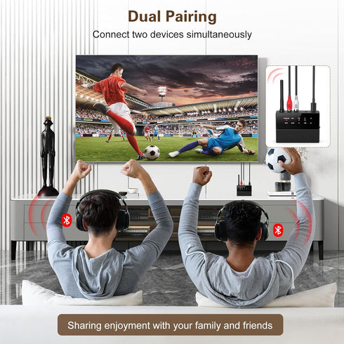 Bluetooth 5.3 Transmitter for TV, aptX Low Latency HD Bluetooth Receiver for Home Stereo, Bluetooth Audio Adapter for 2 Headphones, AUX/RCA Blueto...