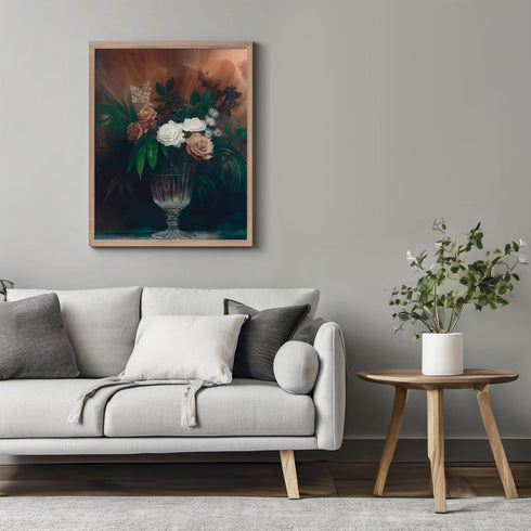 Posterizer 1 pcs-lush arrangement of roses and wild flowers 1-Floral & Botanical Art Gift for Art Lovers Decor for Home & Office- unframed wall ar...